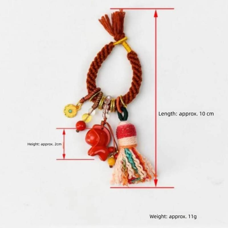 Chubby Pony Cinnabar Keychain | Cute Bag Charm & Carving Pendant